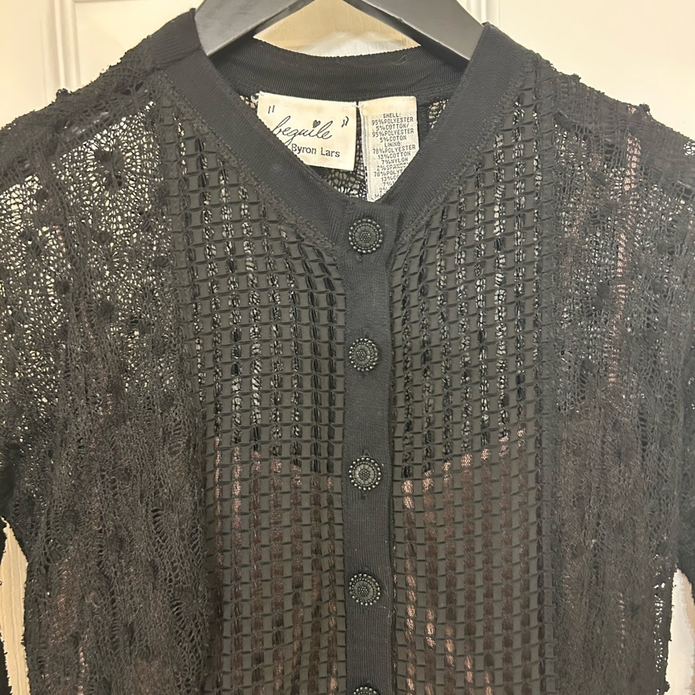 Byron Lars Black Lace Button-Up dress